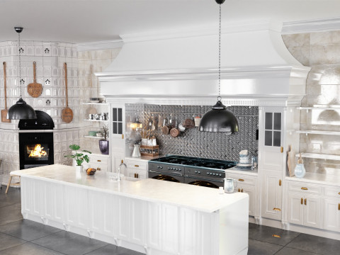 Modern Living Room Kitchen2 Blender3D 3D मॉडल