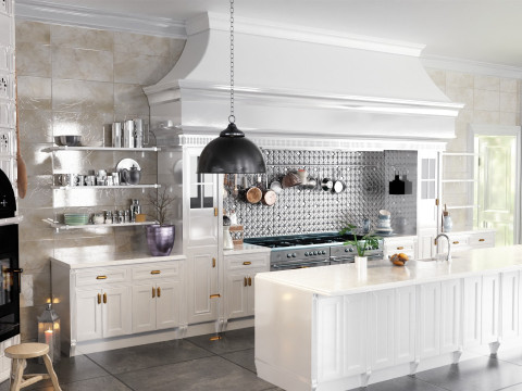 Modern Living Room Kitchen2 Blender3D 3D मॉडल