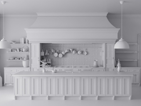Modern Living Room Kitchen2 Blender3D 3D मॉडल