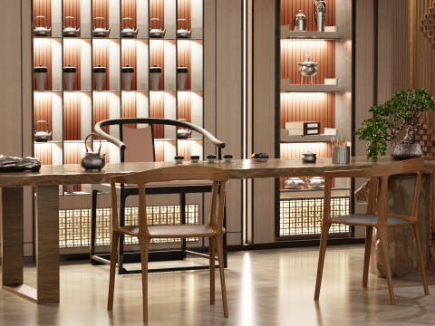 Living Room Tea Room Scene Blender 3D 3D-Modell