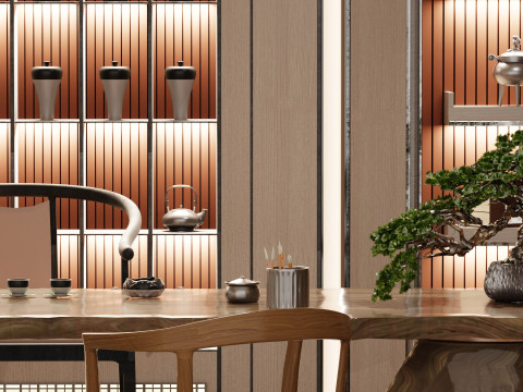 Living Room Tea Room Scene Blender 3D 3D-Modell