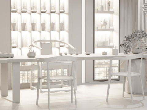 Living Room Tea Room Scene Blender 3D 3D-Modell