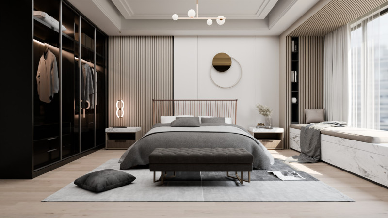 Modern Minimalist Bedroom Blender 3D 3D मॉडल .c4d .max .obj .3ds .fbx .stl .blend