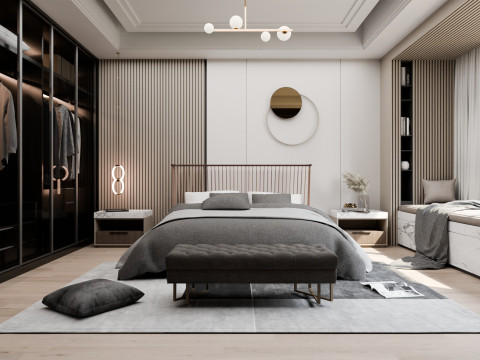 Modern Minimalist Bedroom Blender 3D Model 3D