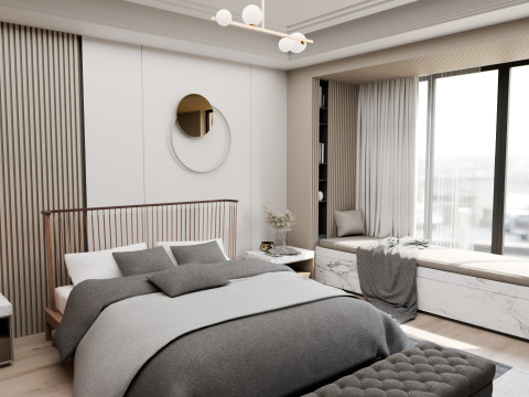 Modern Minimalist Bedroom Blender 3D 3D मॉडल