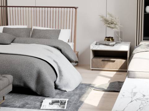 Modern Minimalist Bedroom Blender 3D 3D मॉडल