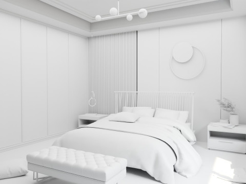Modern Minimalist Bedroom Blender 3D 3D मॉडल