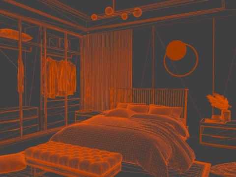 Modern Minimalist Bedroom Blender 3D 3D मॉडल