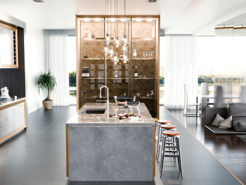 Modern Living Room Kitchen2 Blender3D Model 3D