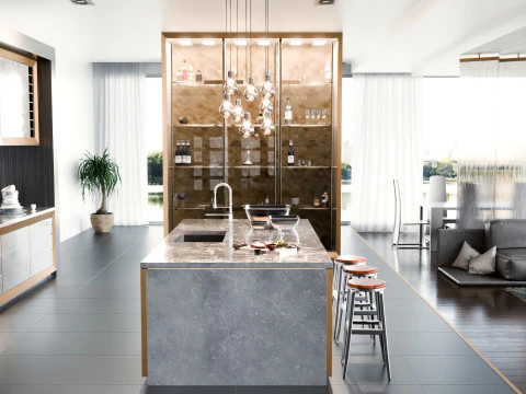 현대적인 거실 주방 2 믹서기 3D 모델 3D 모델