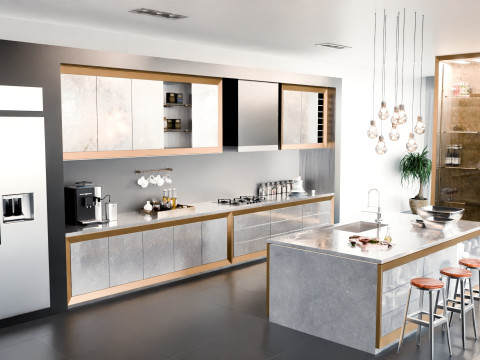 Modern Living Room Kitchen2 Blender3D Modèle 3D