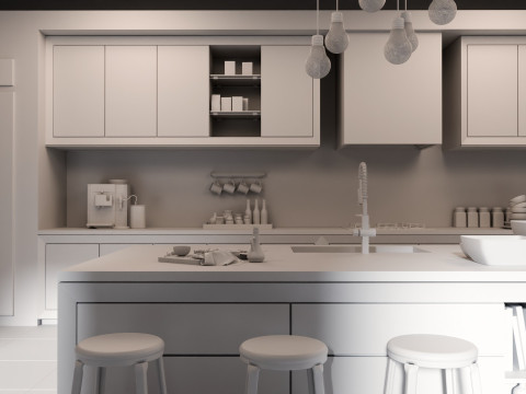 Modern Living Room Kitchen2 Blender3D Modèle 3D