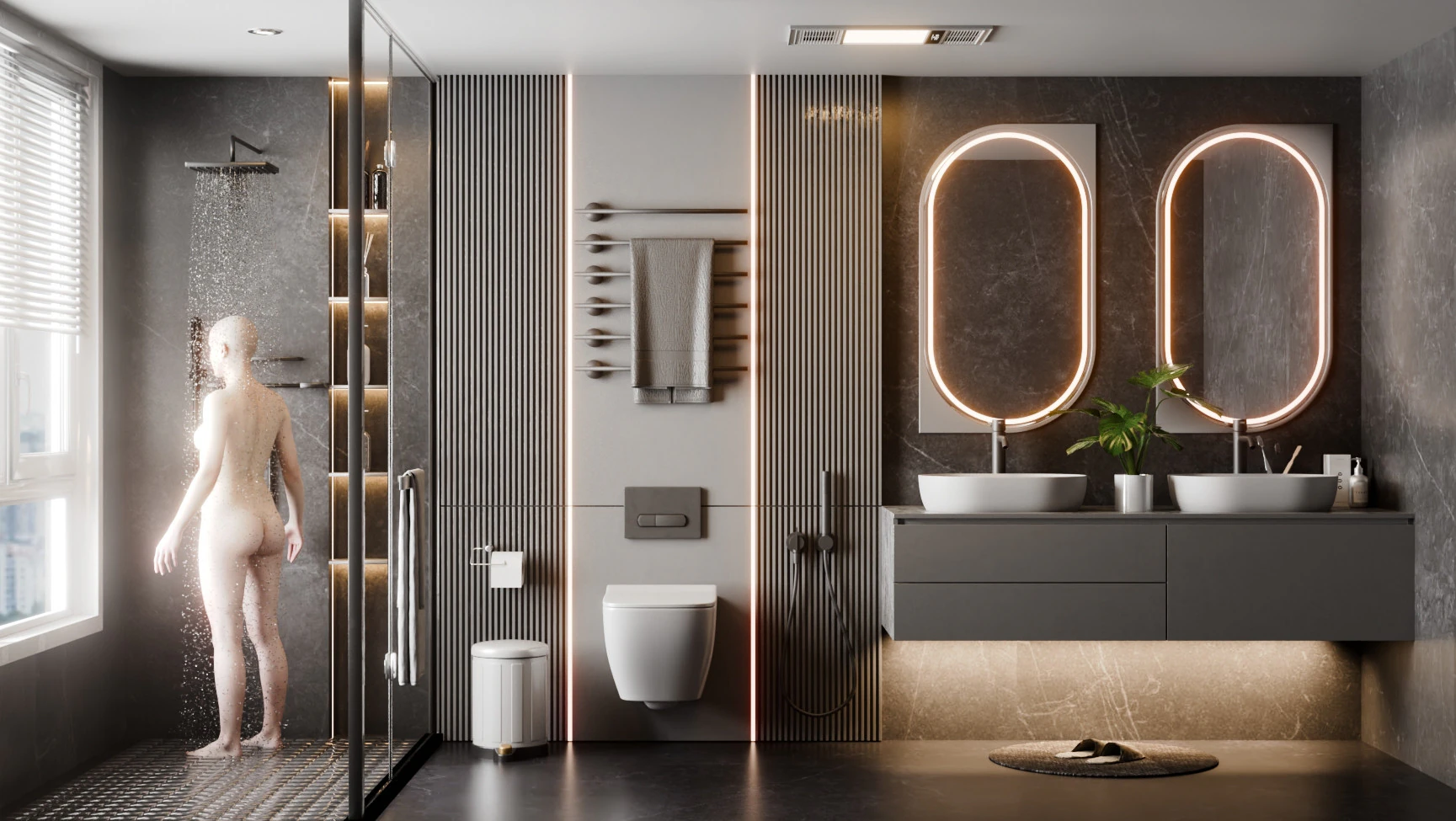 Modern Bathroom Blender3D 3D Model .c4d .max .obj .3ds .fbx .stl .blend