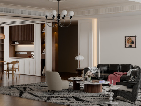 Ancient Style Living Room Blender 3D Modelo 3D