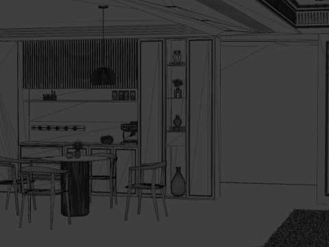 Ancient Style Living Room Blender 3D Modelo 3D