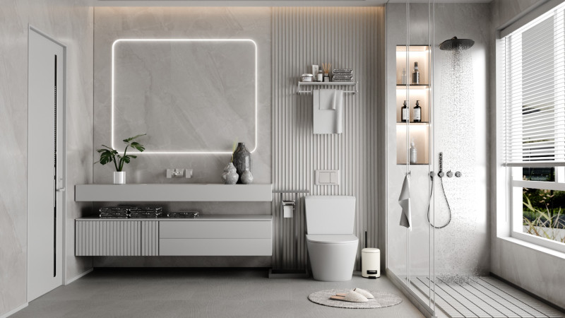 Modern Bathroom In White Blender 3D Modello 3D .c4d .max .obj .3ds .fbx .stl .blend
