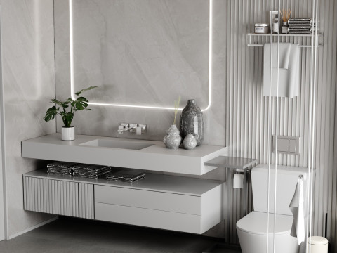 Modern Bathroom In White Blender 3D Modello 3D