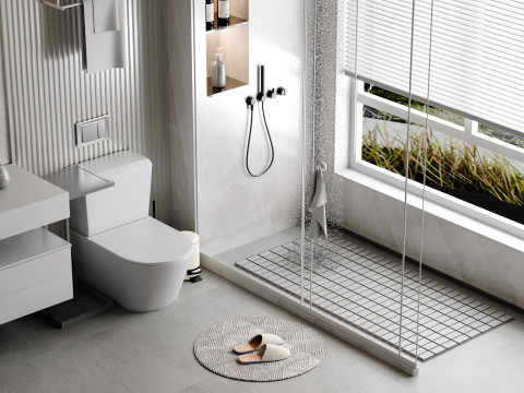 Modern Bathroom In White Blender 3D Modello 3D