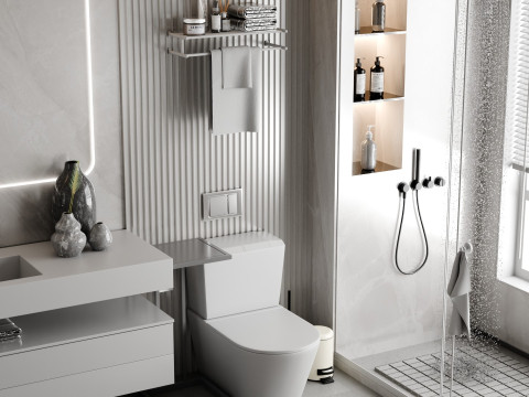 Modern Bathroom In White Blender 3D Modello 3D