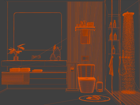 Modern Bathroom In White Blender 3D Modello 3D