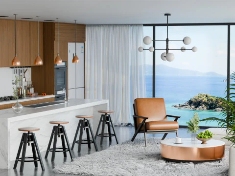 Modern Minimalist Bar Living Room Blender 3D 3D Model