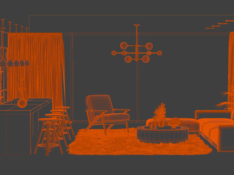 Сучасний мінімалістичний барний блендер для вітальні 3D 3D Модель