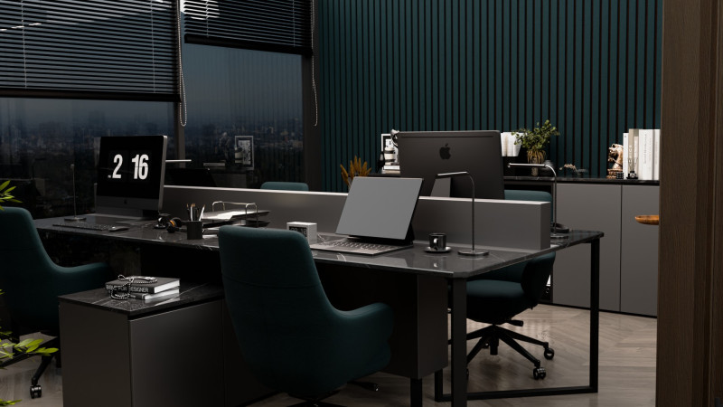 Modern Night Office Blender 3D 3D Model .c4d .max .obj .3ds .fbx .stl .blend