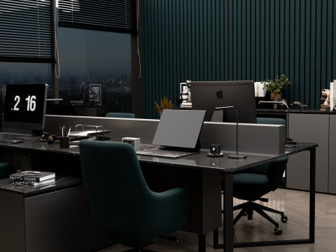 Modern Night Office Blender 3D 3Dモデル