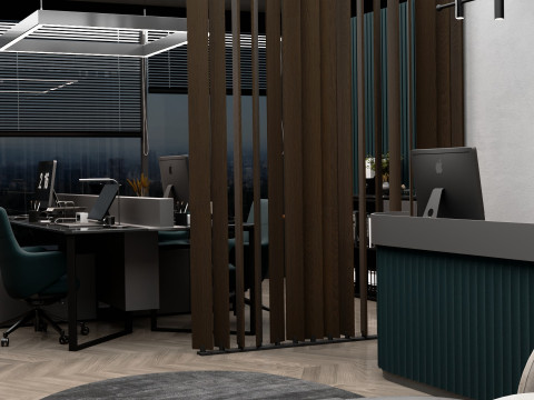 Modern Night Office Blender 3D 3D Model
