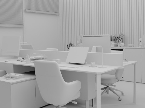 Modern Night Office Blender 3D 3D Model