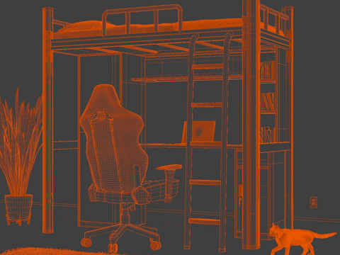 Dormitory Bunk Beds Blender Modello 3D