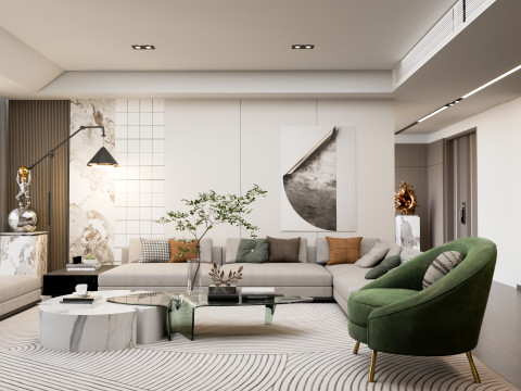 Modern Luxury Living Room 3D Model