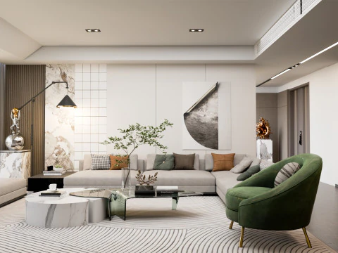 Современная роскошная гостиная 3D Модель