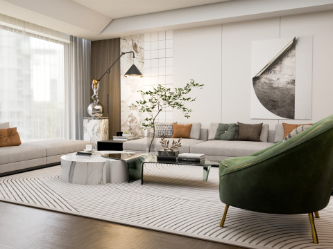 Modern Luxury Living Room 3D Model