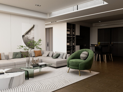 Modern Luxury Living Room 3D Model
