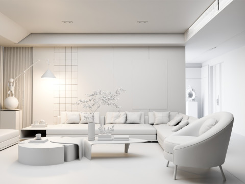 Modern Luxury Living Room 3D Model
