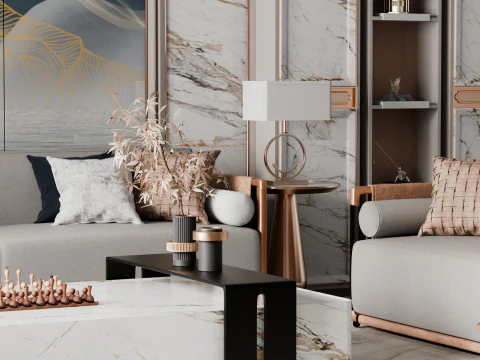 Modern And Trendy Living Room Blender 3D Model