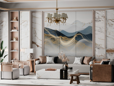 Modern And Trendy Living Room Blender 3Dモデル