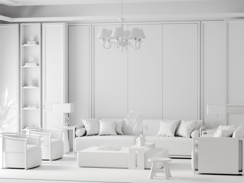 Modern And Trendy Living Room Blender 3Dモデル