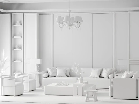 Modern And Trendy Living Room Blender 3D Model