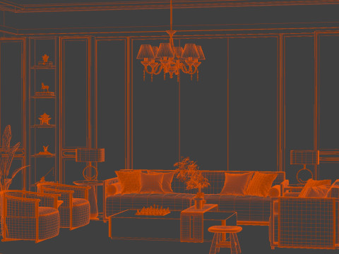 Modern And Trendy Living Room Blender 3Dモデル