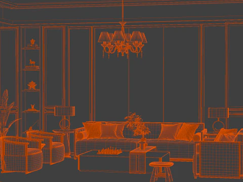 Modern And Trendy Living Room Blender 3D Model