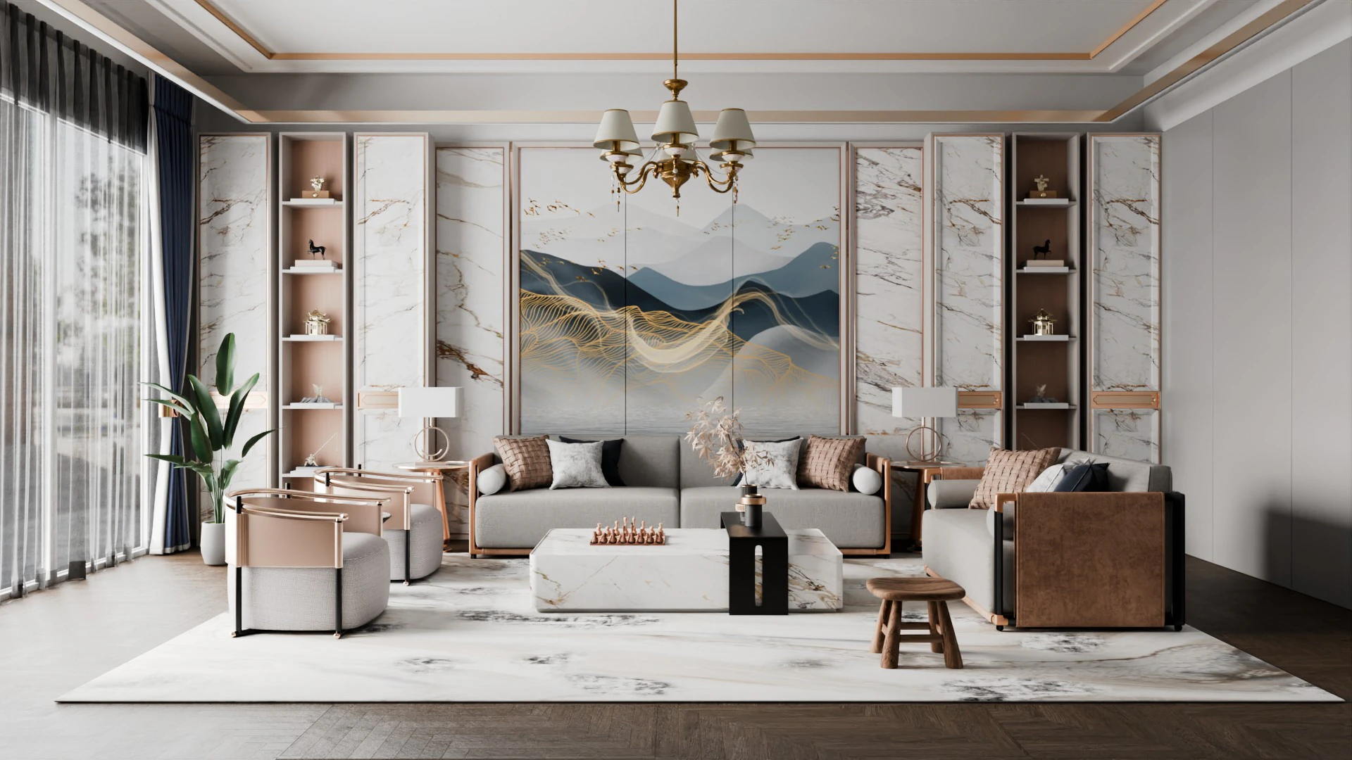 Modern And Trendy Living Room Blender 3D Model .c4d .max .obj .3ds .fbx .stl .blend 
