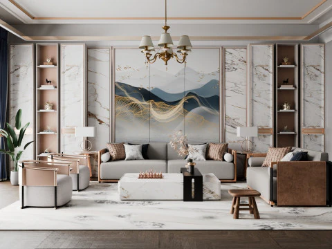 현대적이고 트렌디한 거실 블렌더 3D 모델