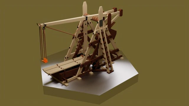 Trebuchet 3D Model .c4d .max .obj .3ds .fbx .stl .blend 