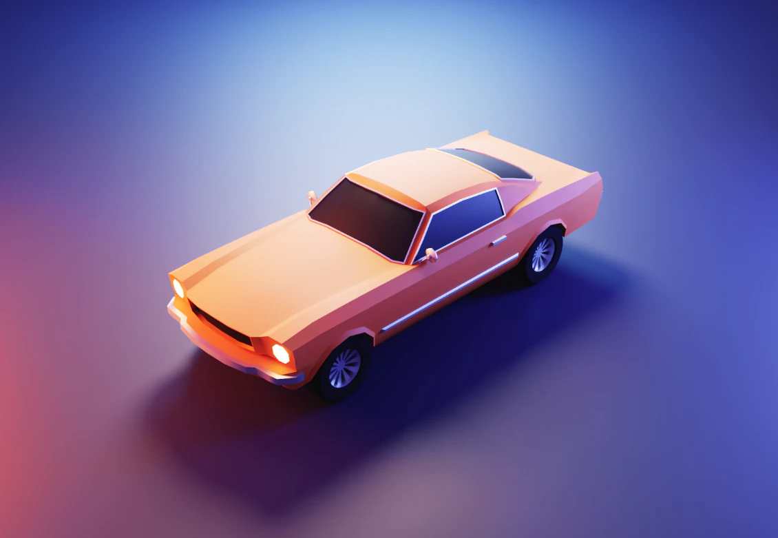 Mustang low-poly Model 3D .c4d .max .obj .3ds .fbx .stl .blend 