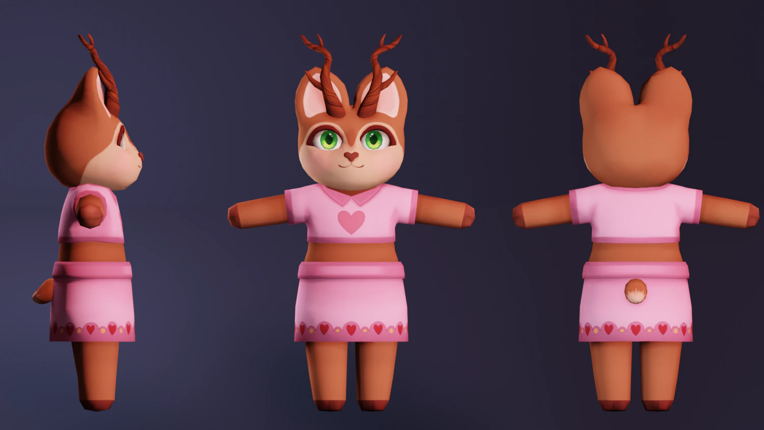 Cute deer model 3D Model .c4d .max .obj .3ds .fbx .stl .blend 