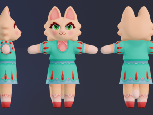 Cute cat model in dress 3D Model