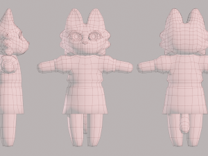 Cute cat model in dress 3Dモデル