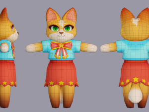 Cute fox model in dress 3D Model